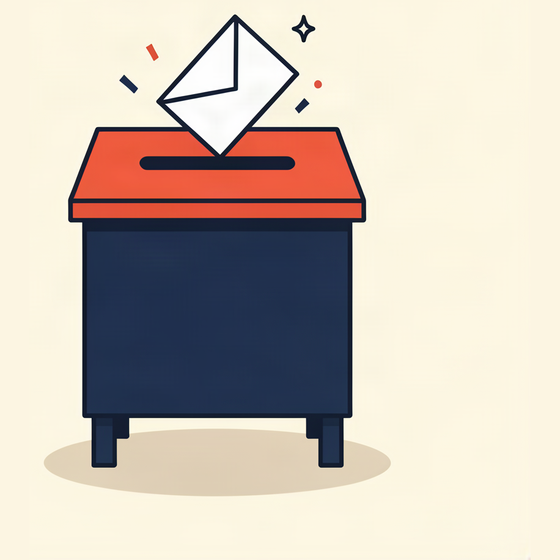 A ballot going into a drop box